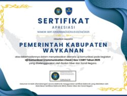 Pemkab Way Kanan Terima Sertifikat Apresiasi Dari BSSN Atas Keberhasilan Dalam Uji Komunikasi Gov-CSIRT 2025